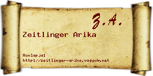 Zeitlinger Arika névjegykártya